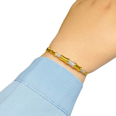 Gelang Diamond Cut Emas dan Chrome 916/22K