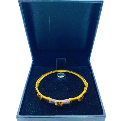 Gelang Diamond Cut Bunga Emas dan Chrome 916/22K