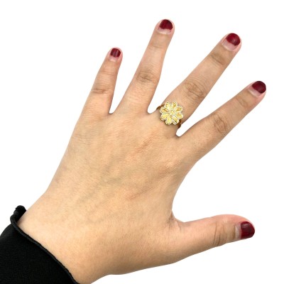 Cincin Bunga Emas dan Chrome 916/22K