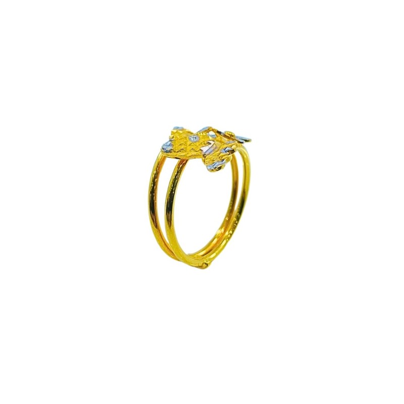 Cincin Butterfly 2 Layer Emas dan Chrome 916/22K