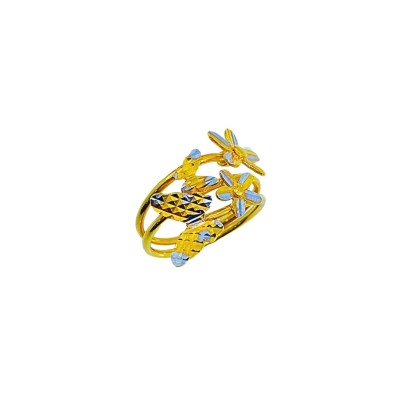 Cincin Butterfly 2 Layer Emas dan Chrome 916/22K