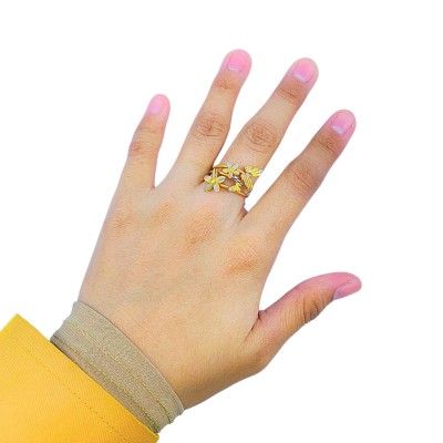 Cincin Butterfly 2 Layer Emas dan Chrome 916/22K