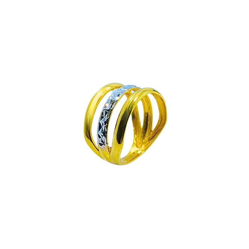 Cincin 3 Layer Emas dan Chrome 916/22K