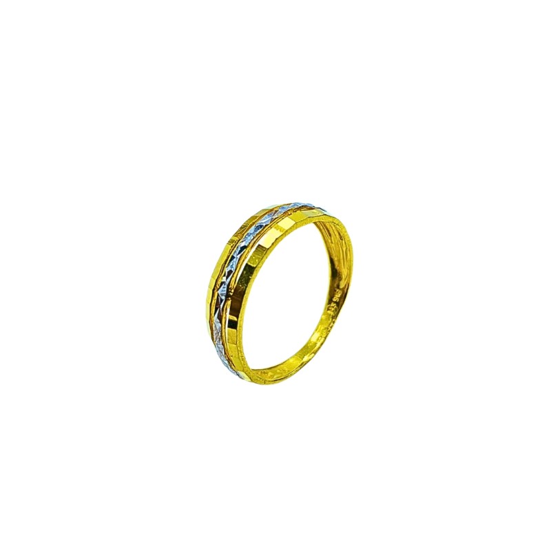 Cincin 3 Layer Emas dan Chrome 916/22K