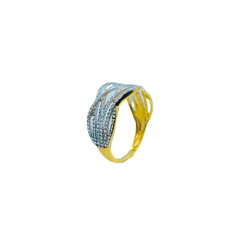 Cincin Diamond Cut Emas dan Chrome 916/22K