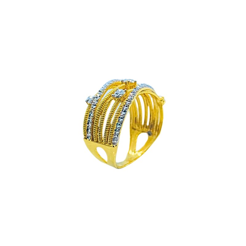 Cincin Diamond Cut Emas dan Chrome 916/22K