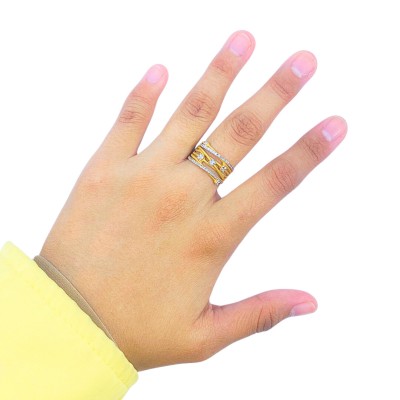 Cincin Diamond Cut Emas dan Chrome 916/22K