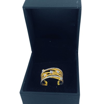 Cincin Diamond Cut Emas dan Chrome 916/22K