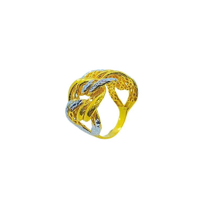 Cincin Kait 2 Emas dan chrome 916/22K
