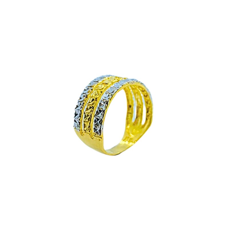 Cincin 3 Layer Emas dan Chrome 916/22K
