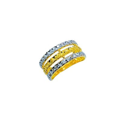 Cincin 3 Layer Emas dan Chrome 916/22K