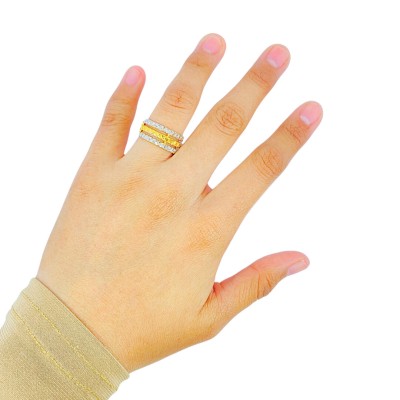 Cincin 3 Layer Emas dan Chrome 916/22K