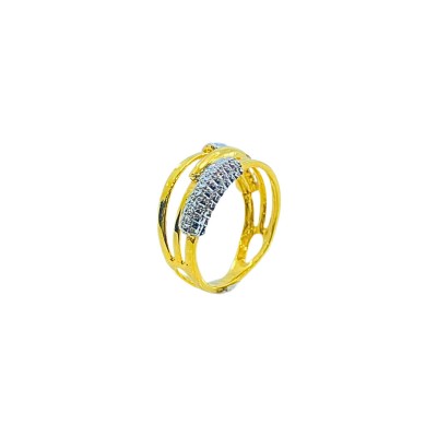 Cincin 3 Layer Emas dan Chrome 916/22K