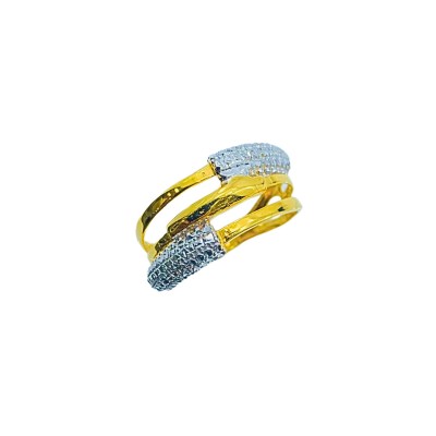 Cincin 3 Layer Emas dan Chrome 916/22K