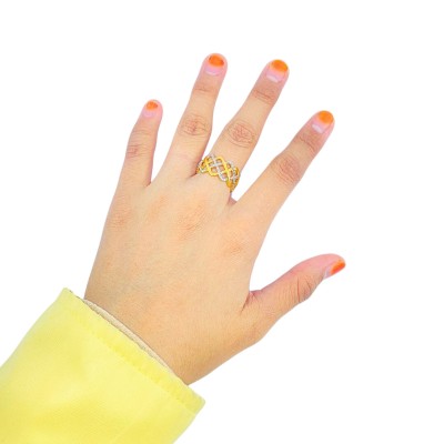 Cincin Rapunzel Emas dan Chrome 916/22K