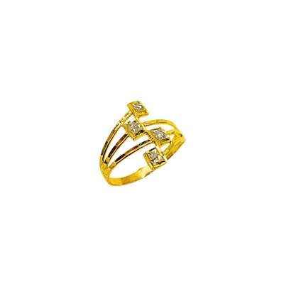 Cincin Biskut Tawar 4 Layer Emas dan Chrome 916/22K