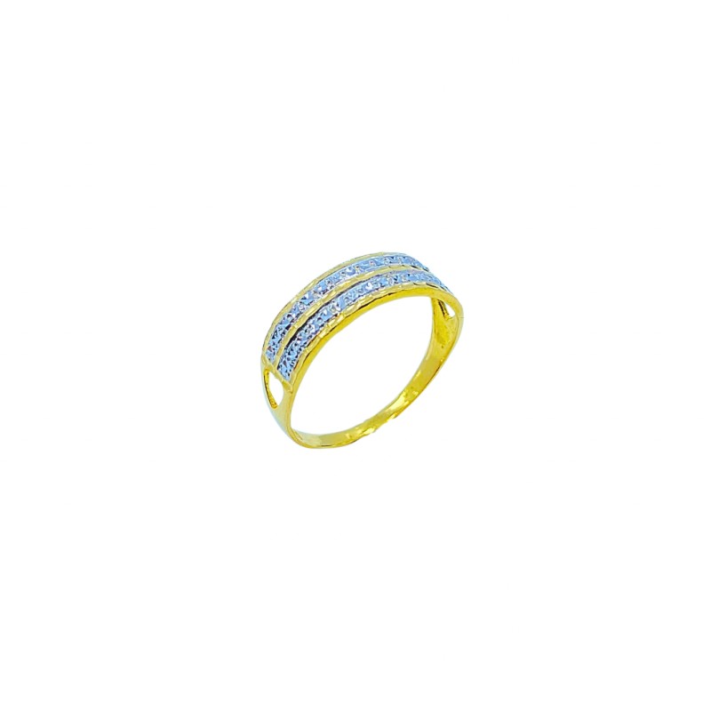 Cincin Diamond Cut Emas dan Chrome 916/22K