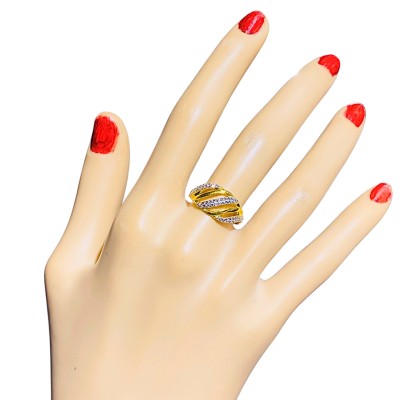 Cincin Diamond Cut Emas dan Chrome 916/22K