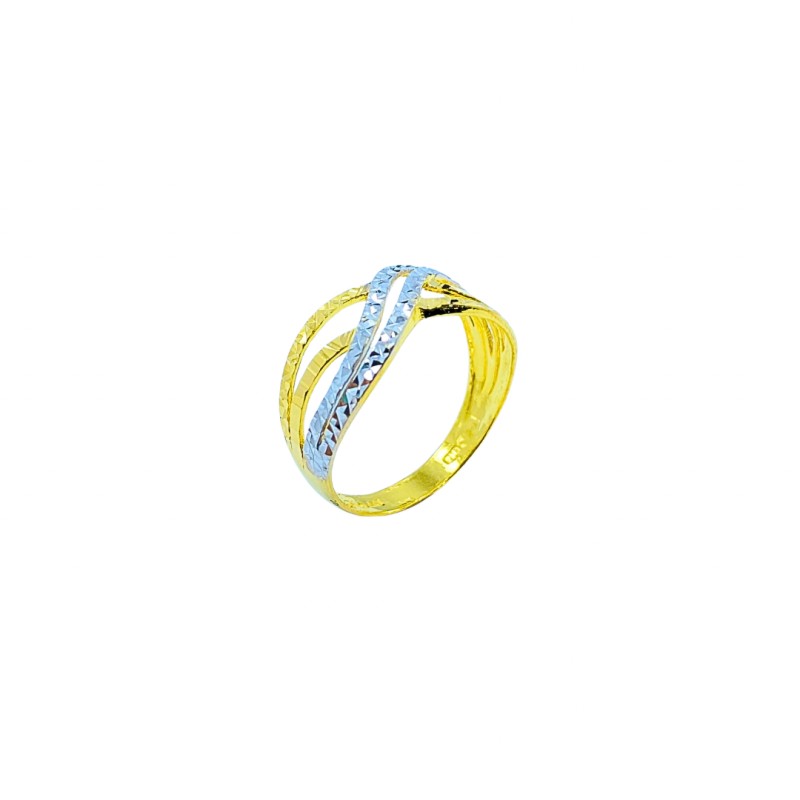 Cincin Silang Emas dan Chrome 916/22K