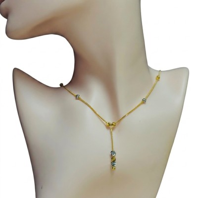 Rantai Leher Choker Boba Emas dan Chrome 916/22K