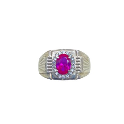 Cincin Permata Merah Jambu 925/Perak