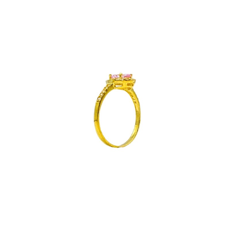 Cincin Permata Merah Jambu Emas 916/22K