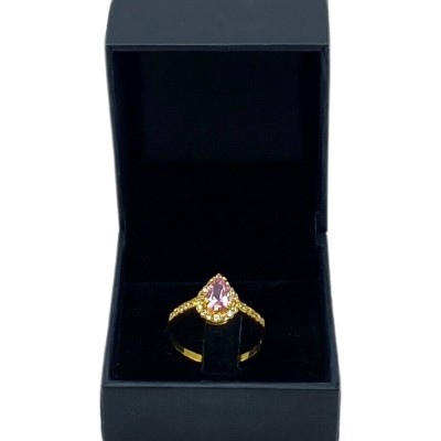 Cincin Permata Merah Jambu Emas 916/22K