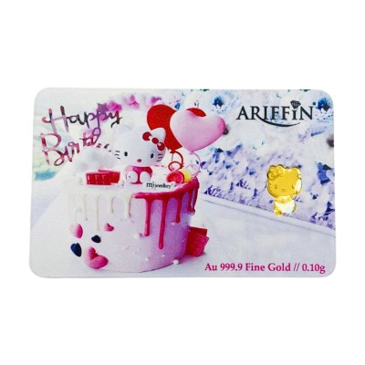 GOLD BAR HAPPY BIRTHDAY CAKE HELLO KITTY 0.10 GRAM GOLD BAR HAPPY BIRTHDAY CAKE HELLO KITTY 0.10 GRAM