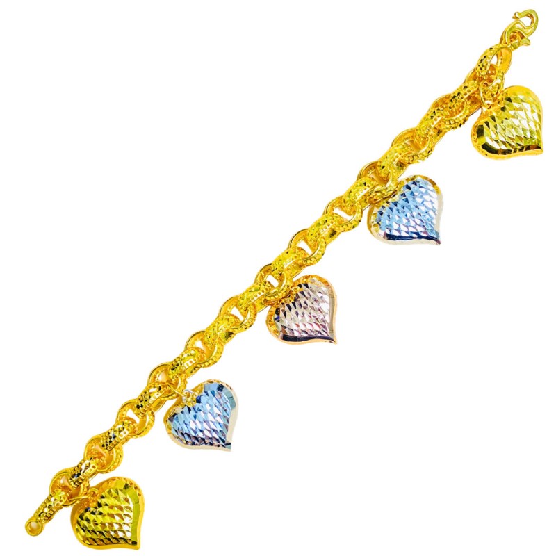 Rantai Tangan Kendi Love Emas, Chrome dan Rose Gold 916/22K