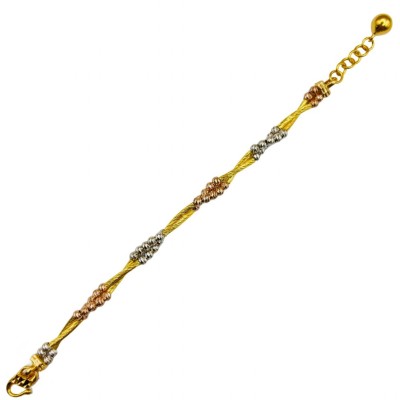 Rantai Tangan Boba Italy 2 Layer Emas, Chrome dan Rose Gold 916/22K