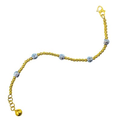 Rantai Tangan Boba Italy Kanak-Kanak Emas dan Chrome 916/22K Rantai Tangan Boba Italy Kanak-Kanak Emas dan Chrome 916/22K