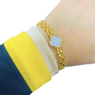Rantai Tangan Clover Emas dan Chrome 916/22K