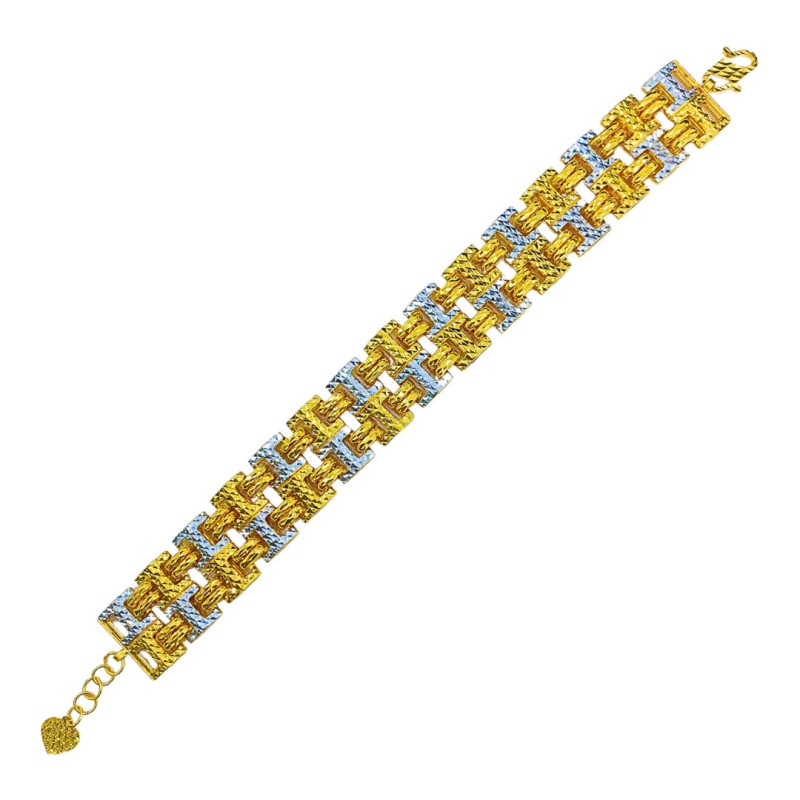 Rantai Tangan Rolex 2 Layer Emas dan Chrome 916/22K