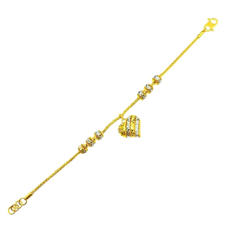 Rantai Tangan Rapunzel Boba Love Emas dan Chrome 916/22K