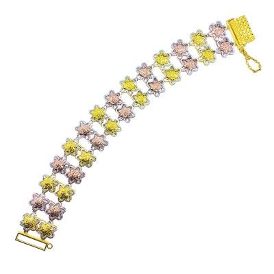 Rantai Tangan Bunga Emas, Chrome dan Rose Gold 916/22K
