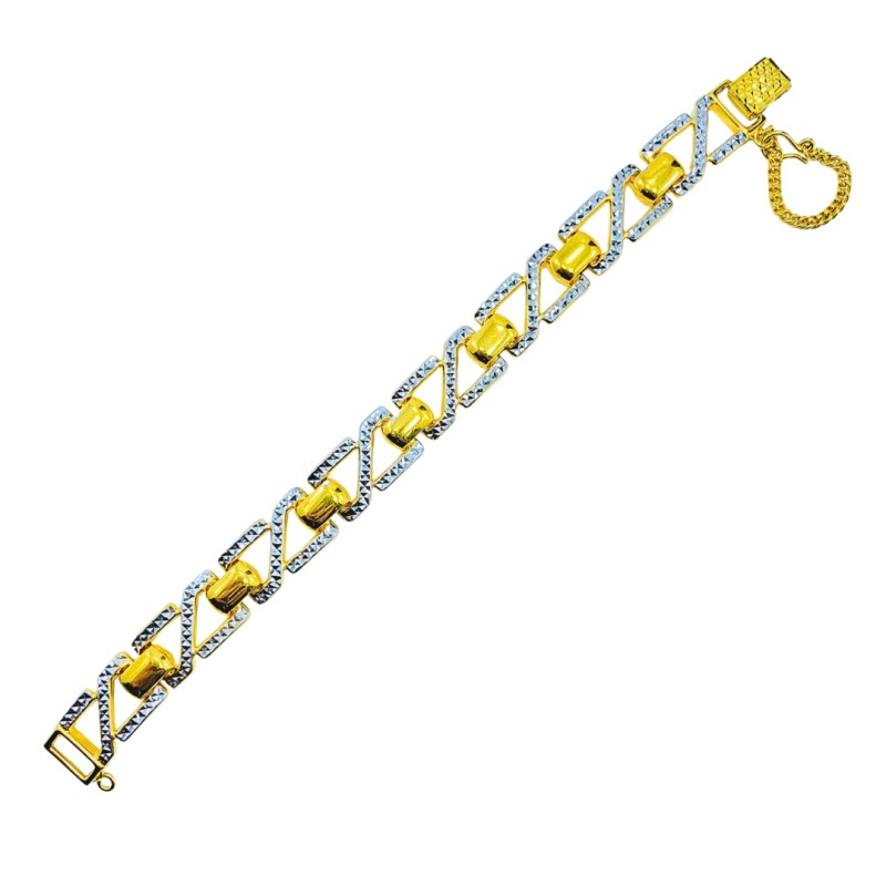 Rantai Tangan Zig Zag Emas dan Chrome 916/22K