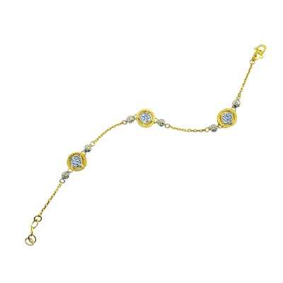 Rantai Tangan Sauh Boba Emas dan Chrome 916/22K