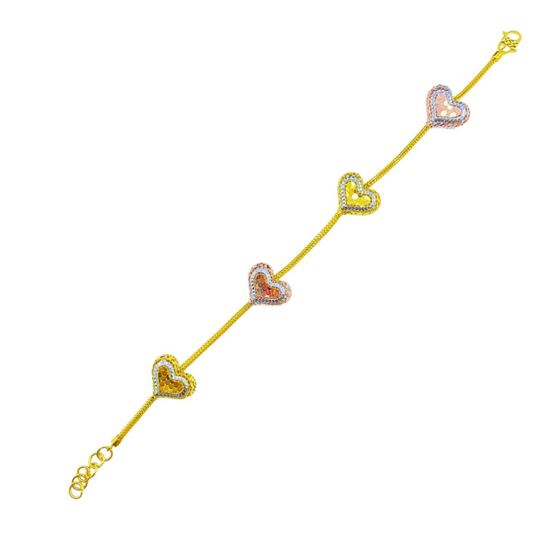 Rantai Tangan Belut Love Emas, Chrome dan Rose Gold 916/22K 