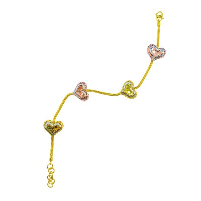 Rantai Tangan Belut Love Emas, Chrome dan Rose Gold 916/22K Rantai Tangan Belut Love Emas, Chrome dan Rose Gold 916/22K