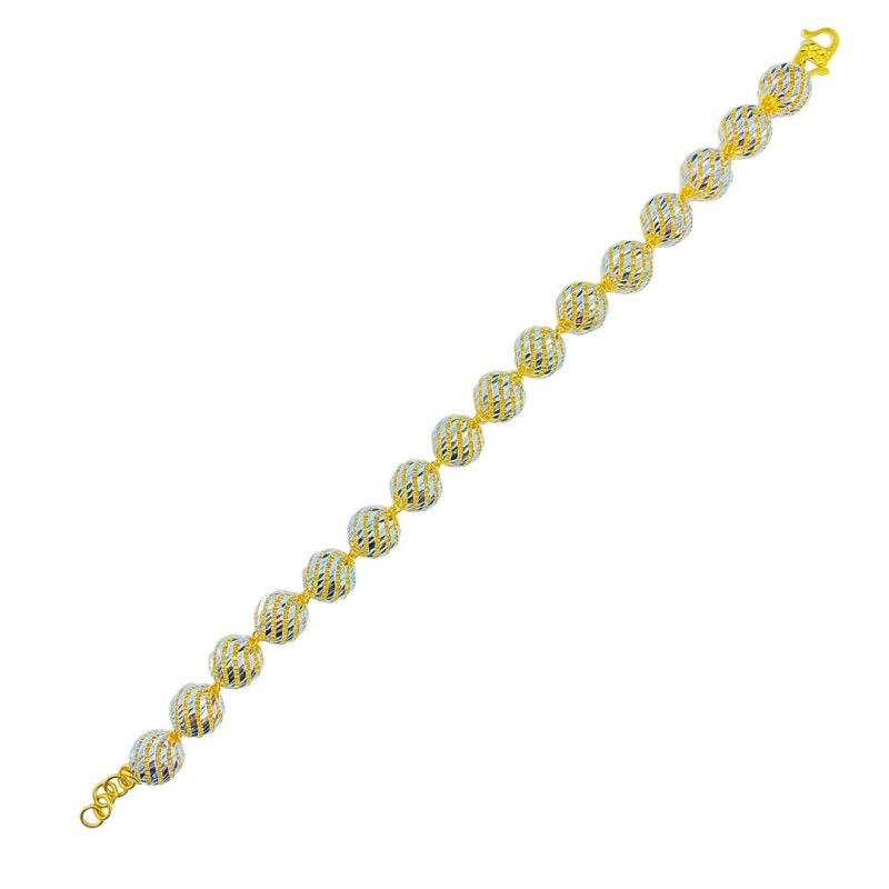 Rantai Tangan Boba Kerawang Emas dan Chrome 916/22K